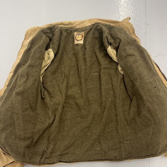 Vintage 50s Knopf Tan Canvas Distressed Workwear Jacket - Picture 3 of 5